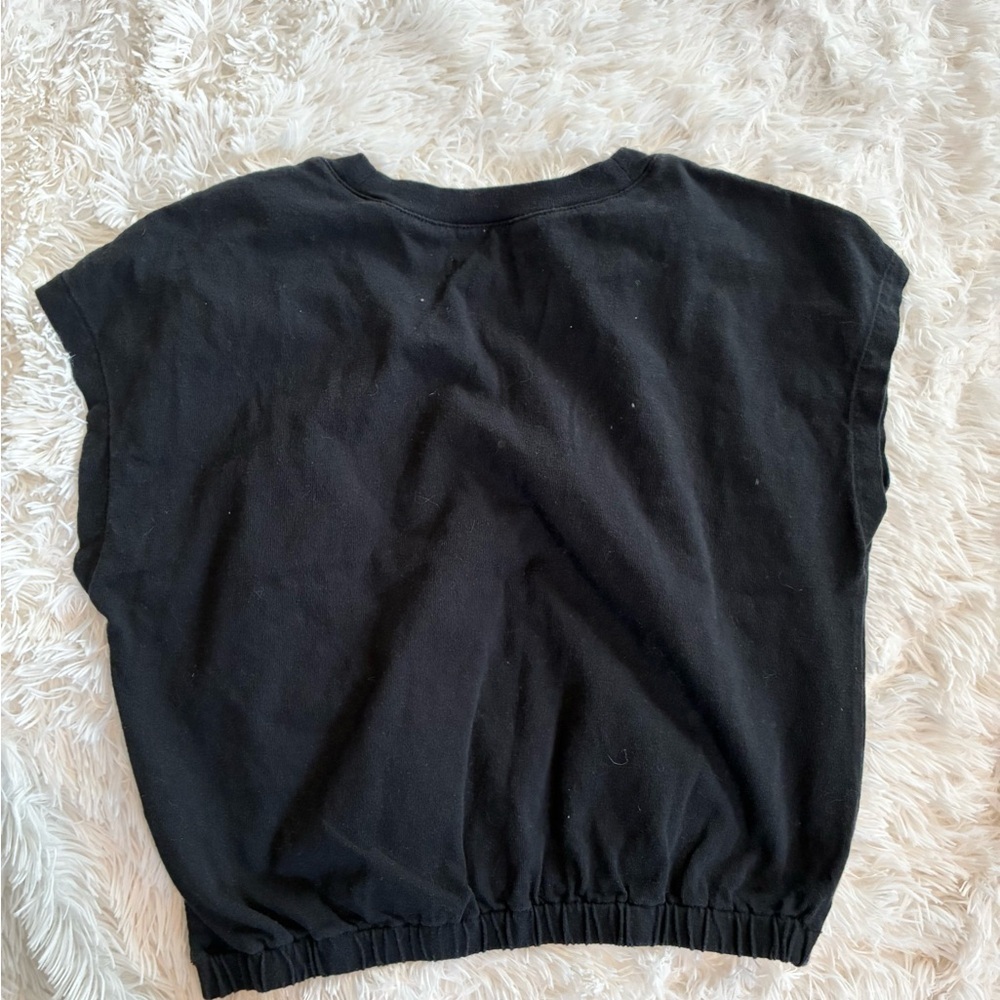 Madewell Black Cropped Elastic-Hem Tee - Picture 2 of 3